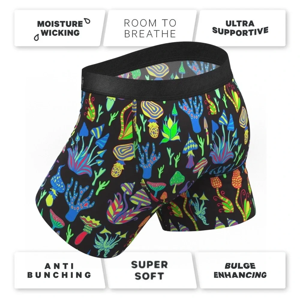 Shinesty Mens Ball Hammock Boxer Briefs The Super Shroom Mushroom Neon 3XL NEW